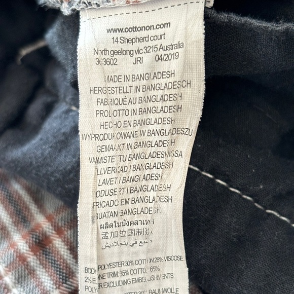 Cotton On Oxford Trouser Plaid Pleated Straight Fit Tapered Ankle Waist Size 32 - Picture 11 of 12